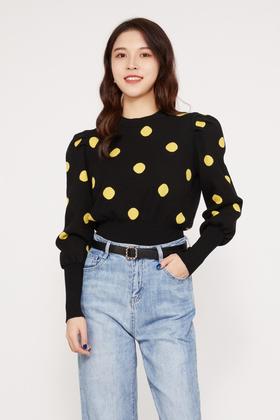amadella 黑色泡泡袖波点针织毛衣 10263