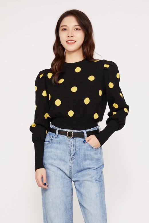 amadella 黑色泡泡袖波点针织毛衣 10263 商品图0