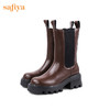 【新春秒杀】Safiya/索菲娅 潮流英伦风2022冬季新款高跟厚底复古真皮切尔西靴 SF24116180 商品缩略图4