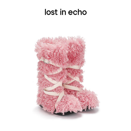 [断码]lost in echo 隆冬系列 爱斯基摩厚底绑带长毛高筒雪地靴毛毛靴 商品图0