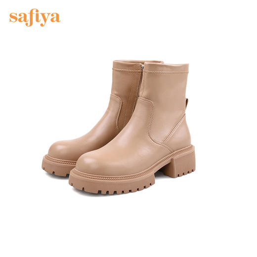 【春节不打烊】Safiya/索菲娅 显瘦时装靴2022冬季新款复古英伦风厚底侧拉链百搭短靴 SF24116188 商品图11