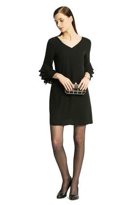 OCTAVIA 荷叶袖净色连衣裙 376