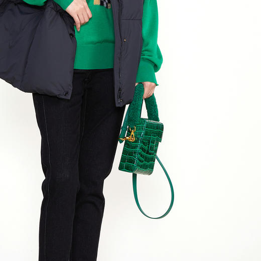 谜底2022冬季新款单肩包女复古时尚趣味小绿包224MQ2021 商品图3