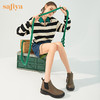 Safiya/索菲娅 2022年冬季新款法式ins风切尔西中跟厚底真皮保暖短靴 SF24116537 商品缩略图5