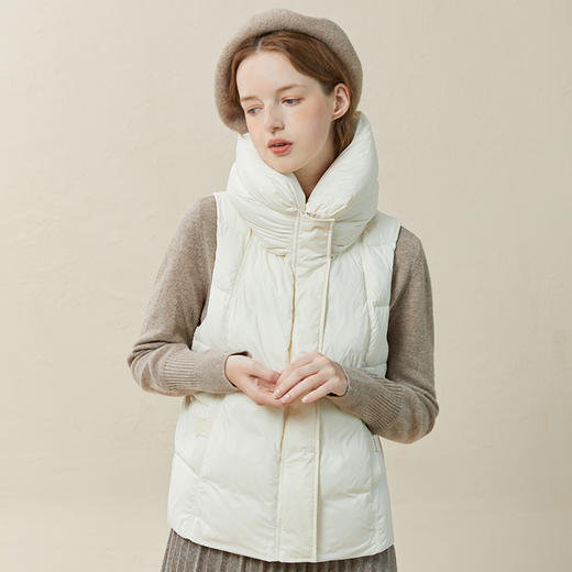 Famecoco范可儿羽绒服马甲女白鸭绒立领修身轻薄坎肩外套F228CA029 商品图1