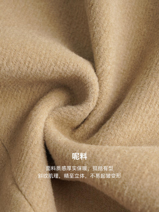 OLrain欧芮儿法式驼色毛呢外套女春2025年新款海军领中长款大衣 商品图2