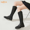 【春节不打烊】Safiya/索菲娅 新潮网红2022冬季新款炸街高筒斜切口瘦瘦骑士靴 SF24117050 商品缩略图3