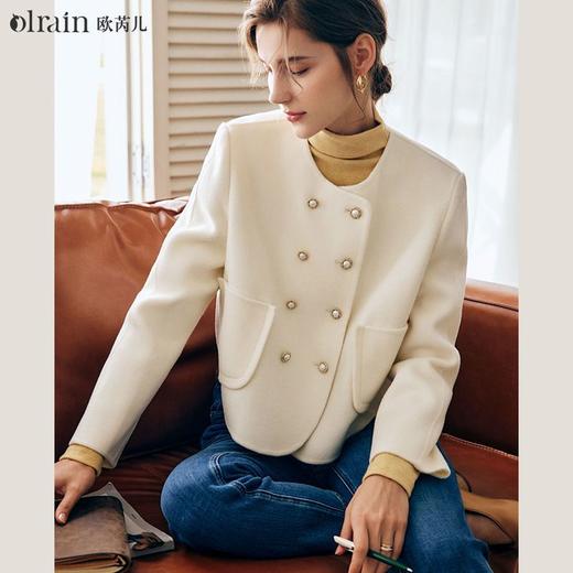 OLrain欧芮儿法式短款双面毛呢外套女秋冬2024新款双排扣羊毛大衣 商品图0