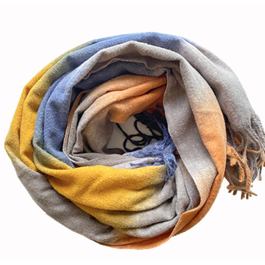 谜底2022冬季新款围巾披肩女复古时尚渐变色百搭保暖224MQ2003 商品图4