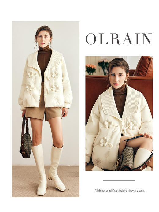 OLrain欧芮儿法式轻薄短款羽绒服女秋冬2022新款白鸭绒小个子外套 商品图0