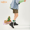 【春节不打烊】Safiya/索菲娅 新潮英伦风2022冬季新款厚底增高侧拉链机车皮靴 SF24116523 商品缩略图1