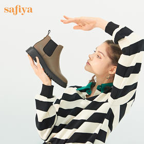 Safiya/索菲娅 2022年冬季新款法式ins风切尔西中跟厚底真皮保暖短靴 SF24116537