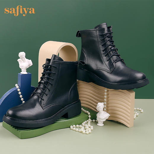 【春节不打烊】Safiya/索菲娅 英伦风百搭2022冬季新款圆头厚底侧拉链休闲短靴 SF24116079 商品图6