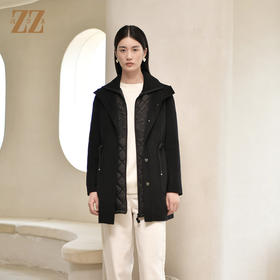 佐尔美冬季新款 羊毛双面呢棉服两件套女E24SM01