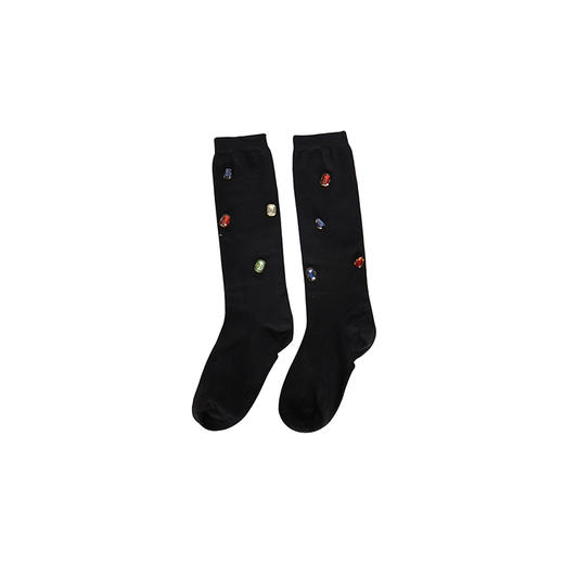 谜底2022冬季新款中筒袜复古摩登时尚彩钻小腿袜女袜子224MQ2006 商品图0