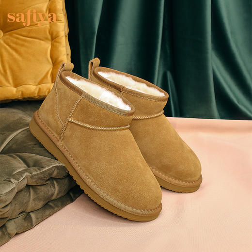 【春节不打烊】Safiya/索菲娅 2022冬季新款低帮短加厚羊毛保暖防滑雪地靴 SF2411A596 商品图4