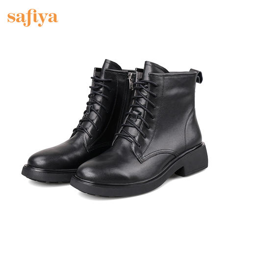 【春节不打烊】Safiya/索菲娅 英伦风百搭2022冬季新款圆头厚底侧拉链休闲短靴 SF24116079 商品图9