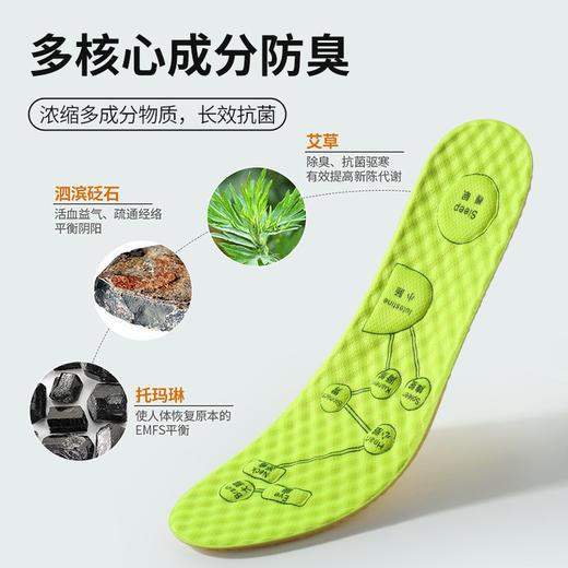 【会“穴位按摩”的鞋垫！艾草鞋垫】黑科技净味防臭，草本吸汗减震，更贴合脚掌，舒适软弹透气穴位不累脚运动鞋垫袜走 商品图1