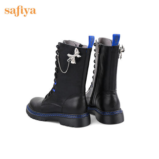 【春节不打烊】Safiya/索菲娅 潮酷设计感2022冬季新款小众撞色系带厚底马丁靴 SF24116055 商品图11