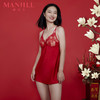 熳洁儿 本命年喜庆大红性感带杯垫三角杯冰雪丝面料女吊带裙22705103 商品缩略图0