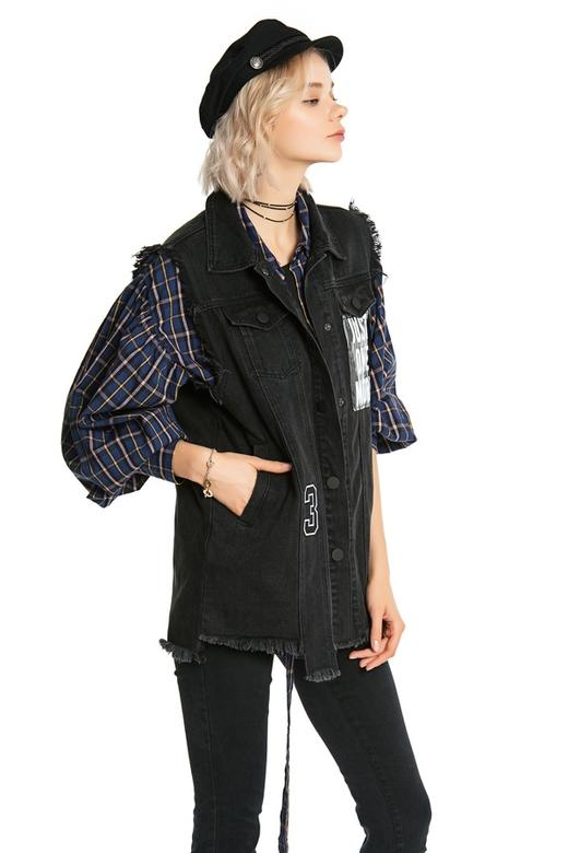 MODERN SHOW 磨边logo牛仔背心 3825 商品图3