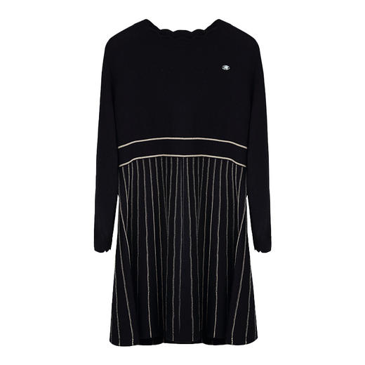 【童装针织拼接连衣裙】秋冬新品女宝气质收腰中长款条纹连衣裙 商品图5