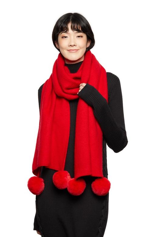 AVA 红色毛球针织围巾 5825 商品图0