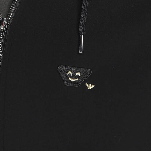 EMPORIO ARMANI 阿玛尼 男士棉质徽标刺绣拉链连帽卫衣 黑色 8N1MFF 1JHSZ 0999 商品图2