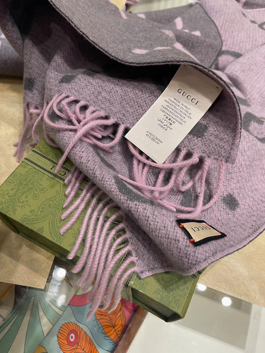 Gucci羊绒围巾-粉紫 商品图4