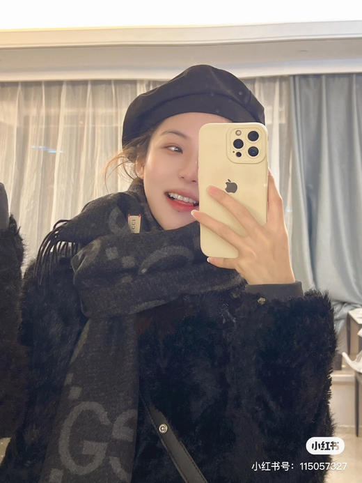 Gucci羊绒围巾-黑灰色 商品图1