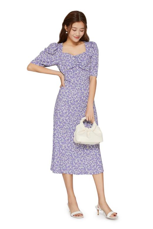 amadella 紫色复古碎花连衣裙 9374 商品图0