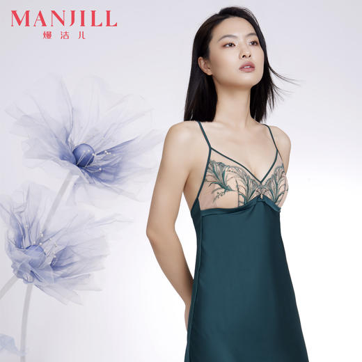 熳洁儿 冰雪丝性感小女人风交叉大U背带杯垫吊带裙22705101 商品图0