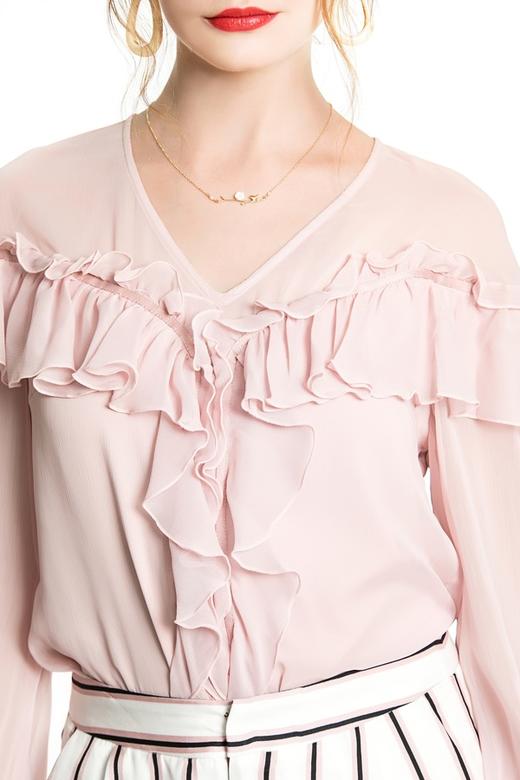 DILI 荷叶边V领雪纺上衣 3480 商品图4