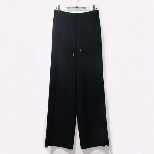 WW  S3678羊毛阔腿裤宽松直筒弹力针织系带休闲裤 商品图3