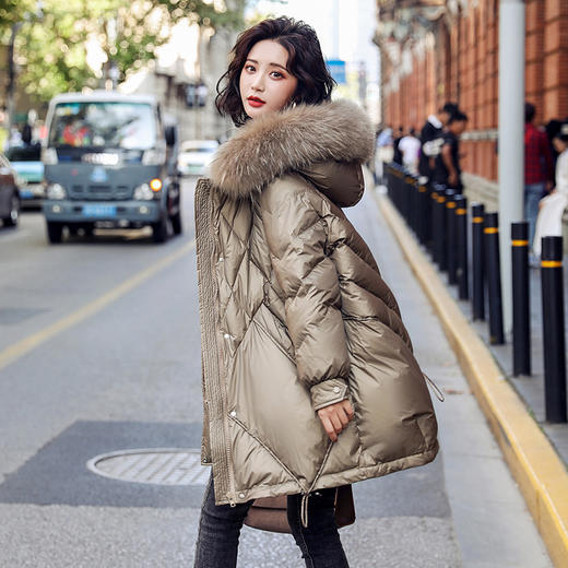 韩版时尚，中长款大毛领白鸭绒加厚保暖羽绒服HR-XHFS8119 商品图2