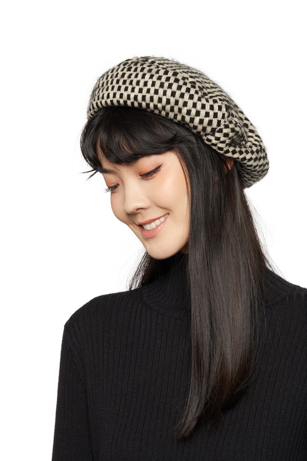 ELLA JADE 黑白编织贝雷帽 5690