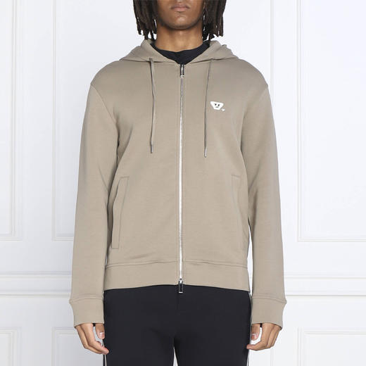 EMPORIO ARMANI 阿玛尼 男士棉质徽标刺绣拉链连帽卫衣 卡其色 8N1MFF 1JHSZ 0137 商品图0