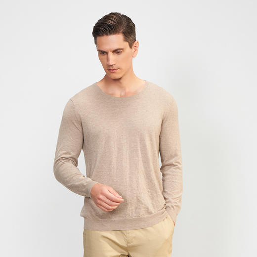 【小山羊绒内衣男士圆领A版】METTE羊绒世家秋冬男圆领小山羊绒内衣轻薄纯色保暖毛衣 商品图1