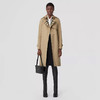 BURBERRY 巴宝莉 女士格纹裁片棉质嘎巴甸 Trench 中长款束腰风衣 卡其色 8060735 A1366 商品缩略图3