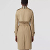 BURBERRY 巴宝莉 女士格纹裁片棉质嘎巴甸 Trench 中长款束腰风衣 卡其色 8060735 A1366 商品缩略图2