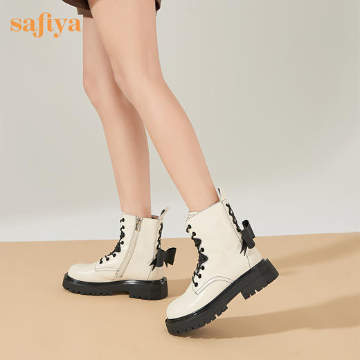 【限时秒S】Safiya/索菲娅 辣妹炸街2022冬季新款开拆卸小众撞色蝴蝶结厚底马丁靴 SF24116109 商品图11