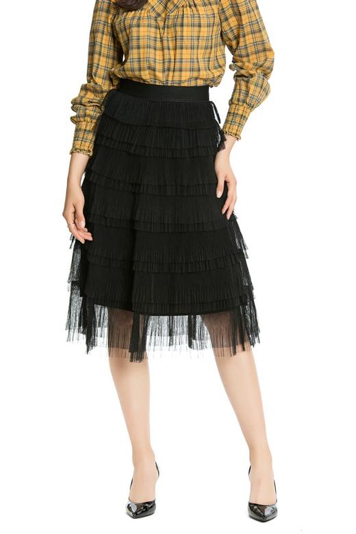 ibudu伊布都 黑色高腰蛋糕纱裙 4218 商品图0