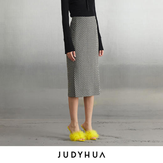 JUDYHUA 黑白格纹设计款铅笔裙 商品图1
