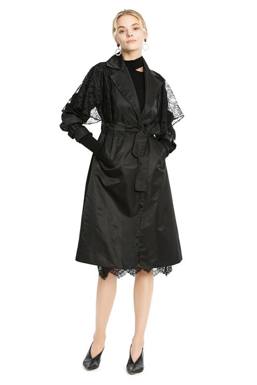 NOIR 蕾丝装饰西装式风衣 4220 商品图0