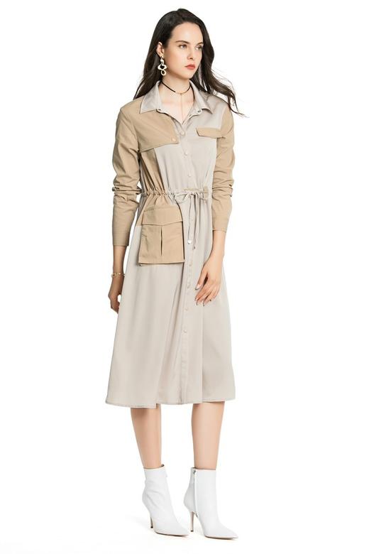 SUMMER & SAGE 口袋装饰拼色衬衫裙 4300 商品图1