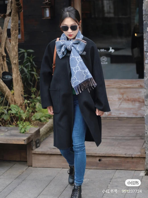 Gucci蓝色羊毛围巾 商品图6