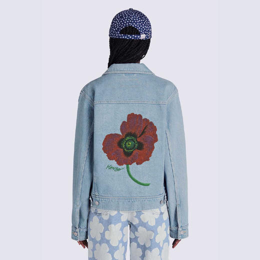 KENZO 高田贤三 女士棉质 KENZO POPPY印花 牛仔夹克外套 蓝色 FC62 DV235 9GI 64 商品图2