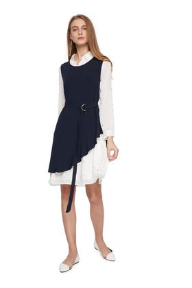 OSA欧莎 不规则束腰两件式连衣裙 6585