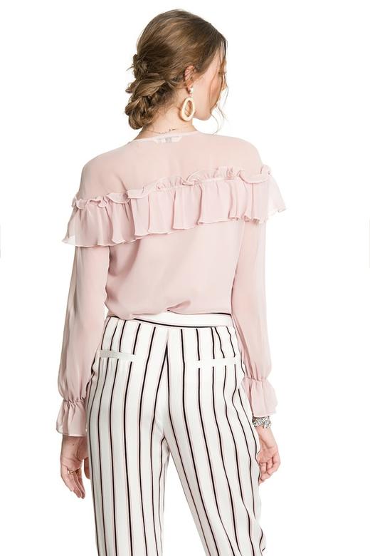 DILI 荷叶边V领雪纺上衣 3480 商品图3