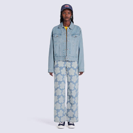 KENZO 高田贤三 女士棉质 KENZO POPPY印花 牛仔夹克外套 蓝色 FC62 DV235 9GI 64 商品图3